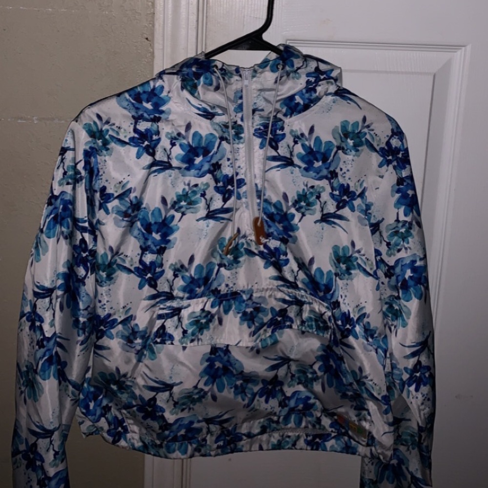 blue flower windbreaker